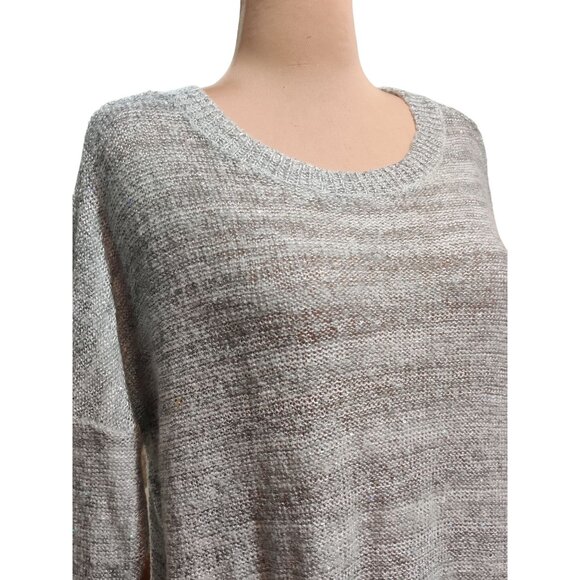 ANA XL Womens Sweater Silver Gray Knit Holographic Sequin Scoop Neck 3/4 Sleeve - Picture 9 of 16